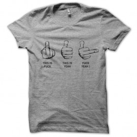 Shirt humoristique Fuck Yeah Gris chiné pour homme et femme