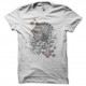 Shirt Tattoo Samourai contre Dragon avec des fleurs blanc pour homme et femme