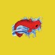Shirt tatouage japonais poisson rouge sur jaune pour homme et femme