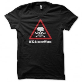 Shirt panneau danger de mort W32 Blaster Worm noir pour homme et femme