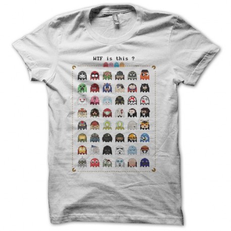 Shirt fantômes Pac Man détournements geek blanc pour homme et femme