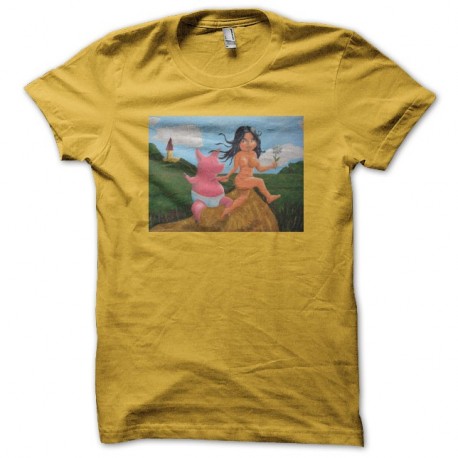 Shirt Le Père Noël est une ordure tableau de Pierre pour Thérèse jaune pour homme et femme