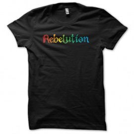 Shirt Rebelution arc en ciel noir pour homme et femme