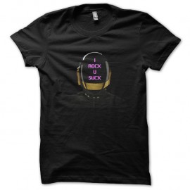 Shirt parodie daftpunk I rock u suck en noir pour homme et femme