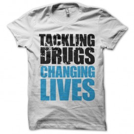 Shirt avec texte tackling drugs changing lives blanc pour homme et femme