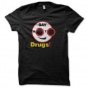 Shirt anti drogues pictogramme Say no to drugs noir pour homme et femme