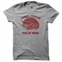 Shirt zombies want me for my brain gris pour homme et femme