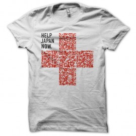 Shirt aidez le japon QR code blanc pour homme et femme