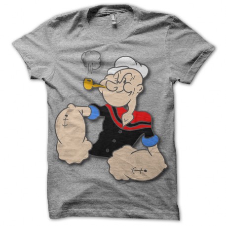 Shirt Popey qui fume sa pipe gris pour homme et femme