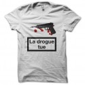 Shirt La drogue tue blanc pour homme et femme