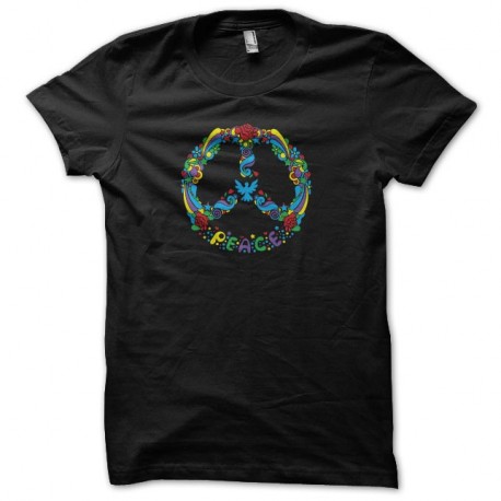 Shirt Paix dessin hippie noir pour homme et femme