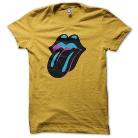 Shirt Rolling Stones bouche pop art jaune pour homme et femme