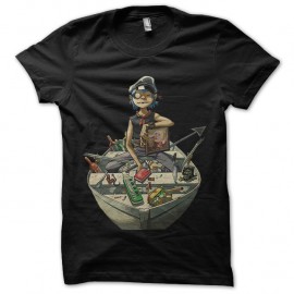 Shirt gorillaz sur la barque noir pour homme et femme