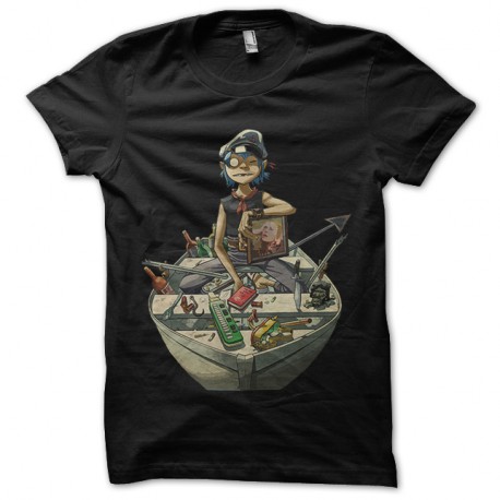 Shirt gorillaz sur la barque noir pour homme et femme