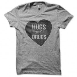 Shirt Hugs and drugs Parodie de la marque Hugs not drugs gris pour homme et femme