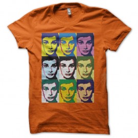 Shirt Audrey Hepburn pop art orange pour homme et femme