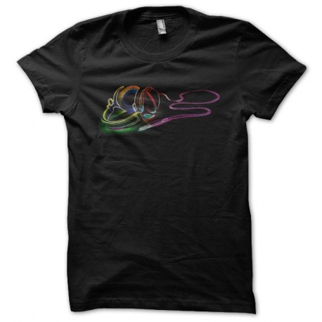 Shirt Dj casque arc-en-ciel noir pour homme et femme