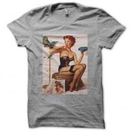 Shirt Pin up et perroquet gris pour homme et femme