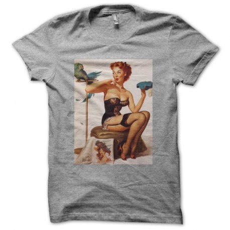 Shirt Pin up et perroquet gris pour homme et femme