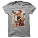 Shirt Pin up et perroquet gris pour homme et femme