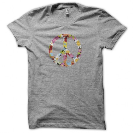 Shirt Peace and love en fleurs gris pour homme et femme