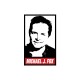 Shirt Michael J. Fox portrait façon Obey blanc pour homme et femme