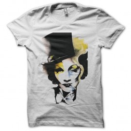Shirt Marlene Dietrich portrait style cubique blanc pour homme et femme