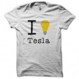 Shirt I love Tesla blanc pour homme et femme