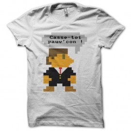 Shirt Casse-toi pauv'con 8 bits pixels blanc pour homme et femme