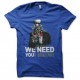 Shirt Zombies We need your brain parodie Oncle Sam bleu pour homme et femme