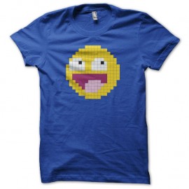Shirt Smiley 8 bits pixel bleu pour homme et femme