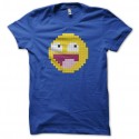 Shirt Smiley 8 bits pixel bleu pour homme et femme