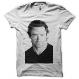 Shirt Hugh Jackman photo en trame blanc pour homme et femme