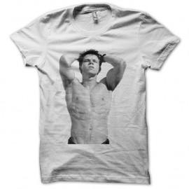 Shirt Mark Wahlberg photo en trame blanc pour homme et femme
