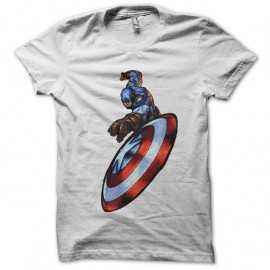 Shirt comic Captain america disque blanc pour homme et femme