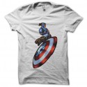 Shirt comic Captain america disque blanc pour homme et femme