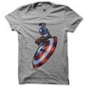 Shirt comic Captain america disque gris pour homme et femme