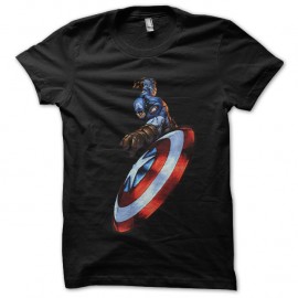 Shirt comic Captain america disque noir pour homme et femme