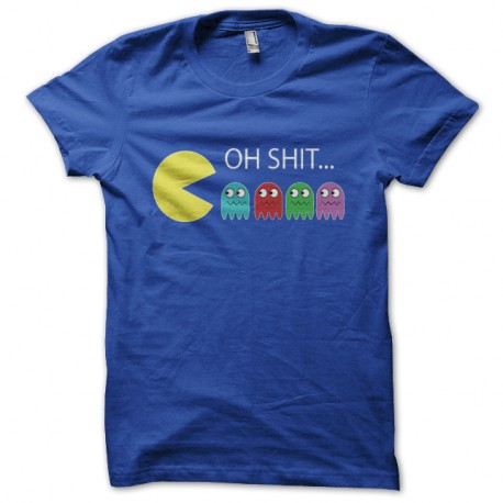 Shirt pacman shit happen bleu pour homme et femme