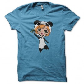Shirt manga fillette en panda turquoise pour homme et femme