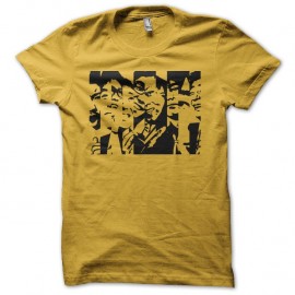 Shirt personnages japonais bandes verticales jaune pour homme et femme