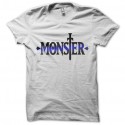 Shirt manga monster logo Naoki Urasawa bleu sur blanc pour homme et femme