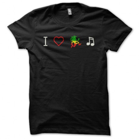 Shirt i love reggae music noir pour homme et femme