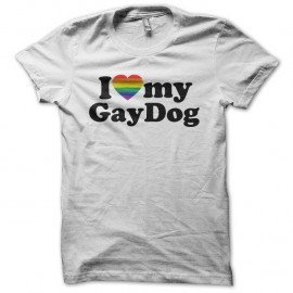 Shirt J'aime mon chien gay blanc pour homme et femme