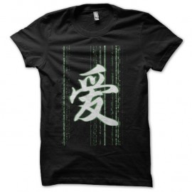 Shirt Kanji effet Matrix noir pour homme et femme