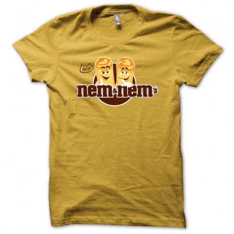 Shirt parodie M&M's en Nem & Nem's jaune pour homme et femme