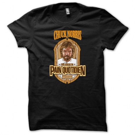 Shirt Chuck Norris viens chercher ton Pain quotidien noir pour homme et femme