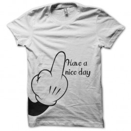 Tee-Shirt Main Mickey - "Have a nice day" blanc pour homme et femme