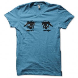 Shirt manga yeux tendres turquoise pour homme et femme