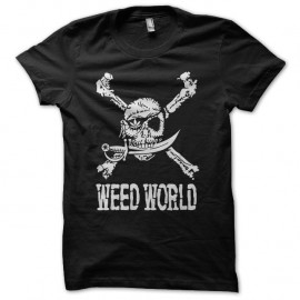 Shirt Weed World Jolly Roger noir pour homme et femme